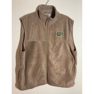 Sanderson Farms Zip Up Vest Outdoor Fleece Casual Fall Winter Beige Men Size XL